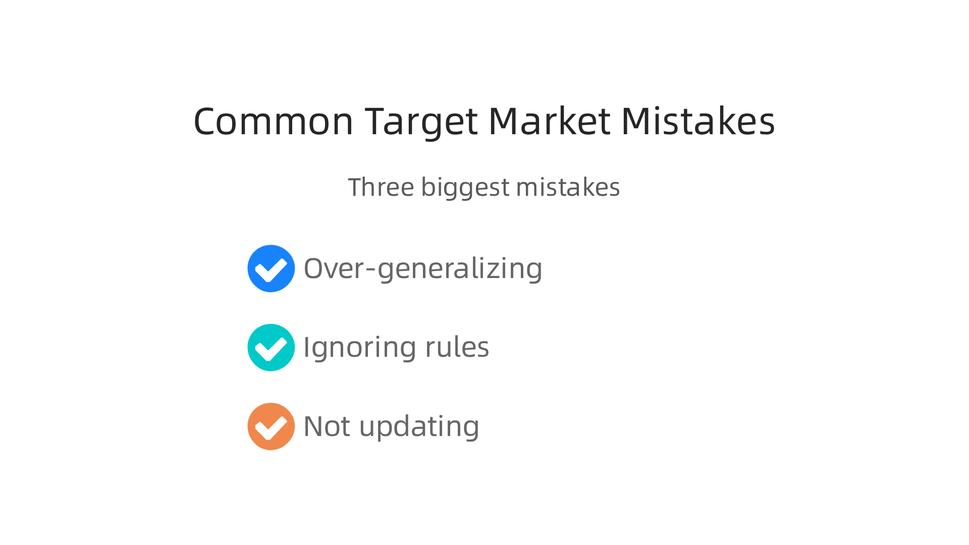 An infographic highlighting the three most common mistakes to avoid when defining your target market in Dubai real estate.