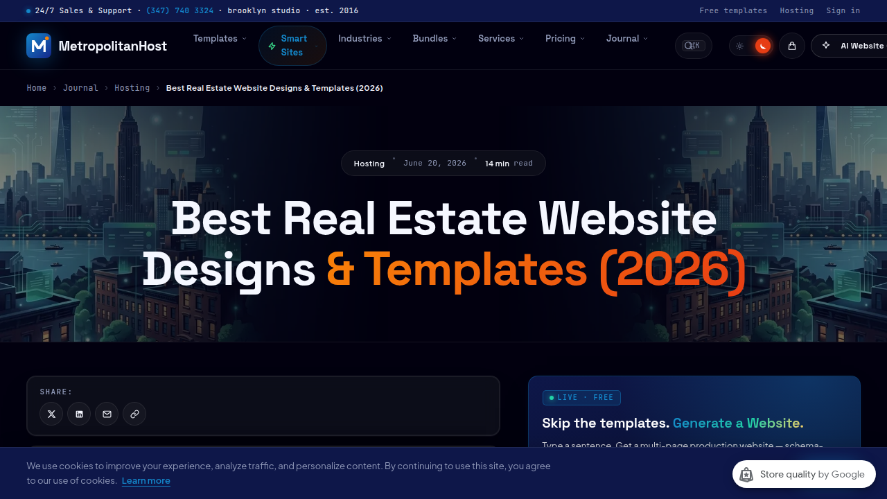 A blog post discussing best practices for real estate website designs and templates.