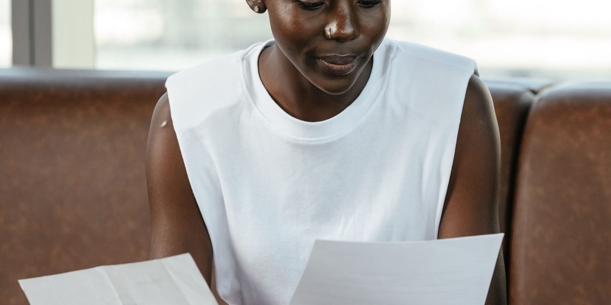 An investor confidently reviews important documents, symbolizing strategic long-term planning.