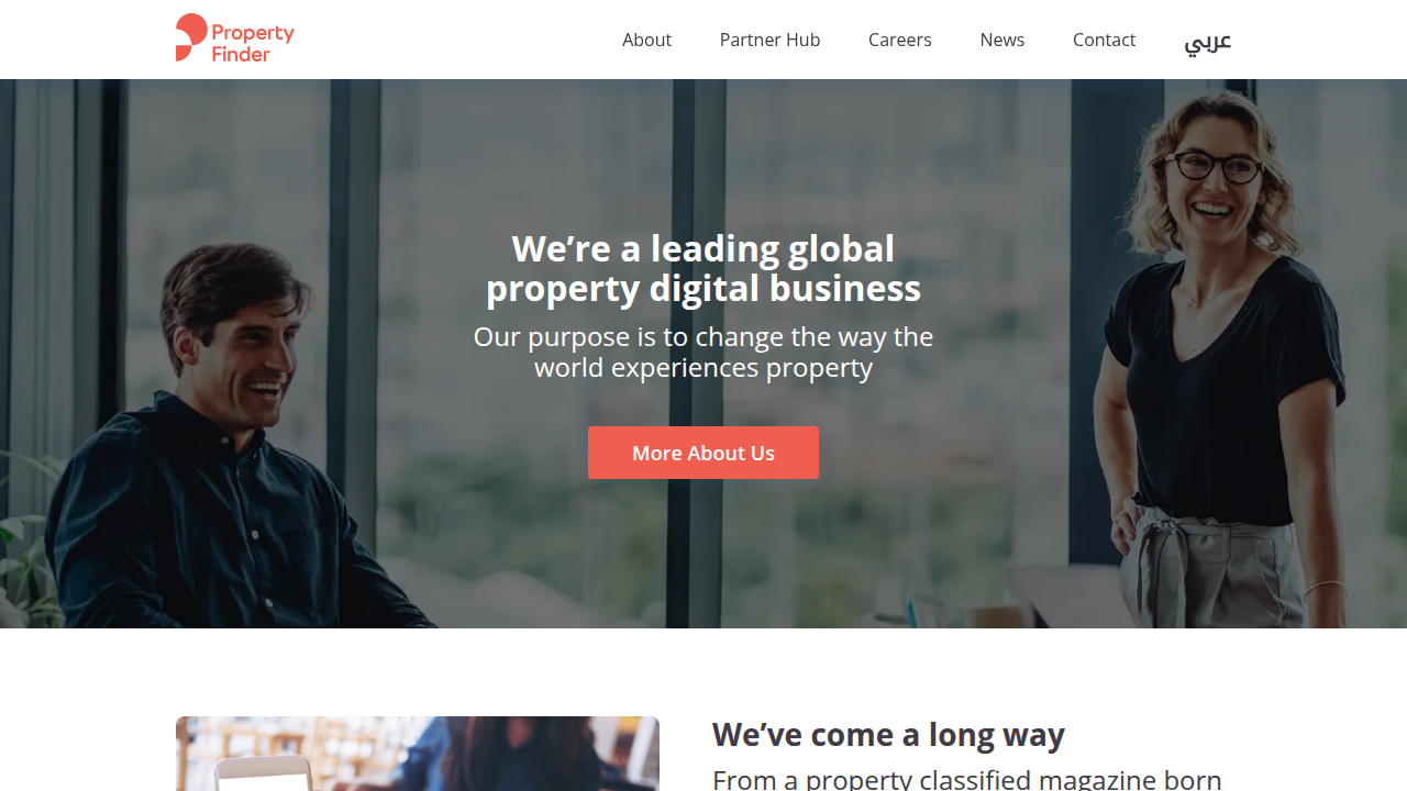 Screenshot of Property Finder, a popular online portal for real estate listings in Dubai.